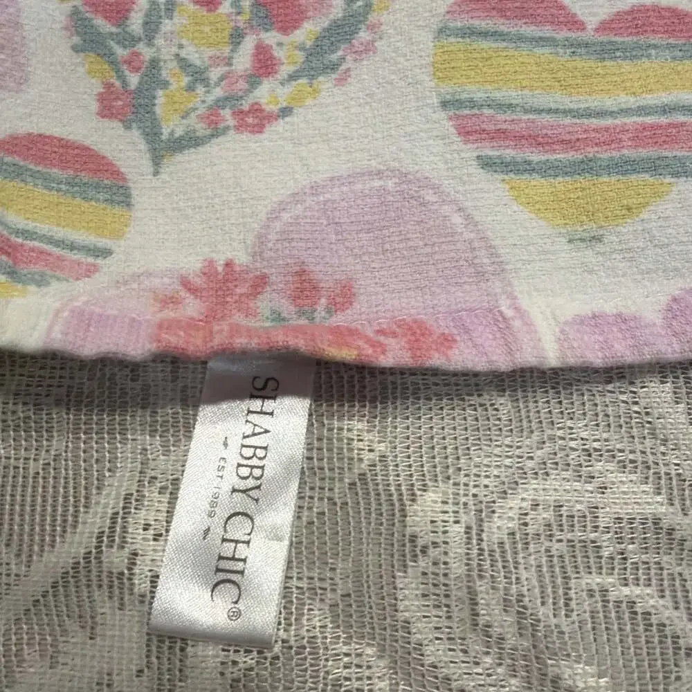 Shabby Boho Chic Kitchen Towels Spring Cottage Core Floral Heart Cotton